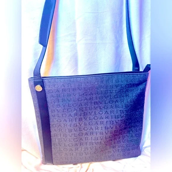 BVLGARI Monogram Canvas Crossbody Bag Rare Vintage 2000s Pristine AUTHENTIC - Picture 3 of 14